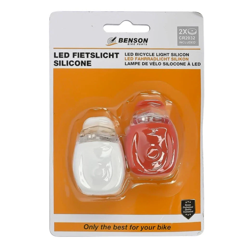 Siliconen LED Fietsverlichting Set Rood en Wit - Incl. batterijen